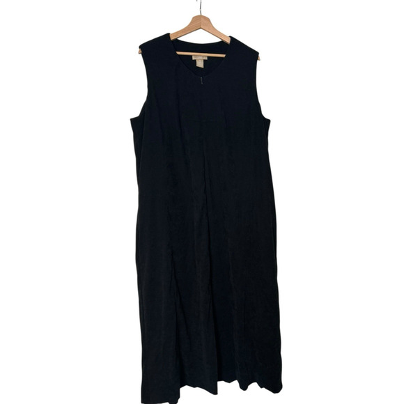 80's Jumper Dress Black Boxy Maxi 22 (2X) Primative Gothic Witchy Dark Cottage - Picture 1 of 6